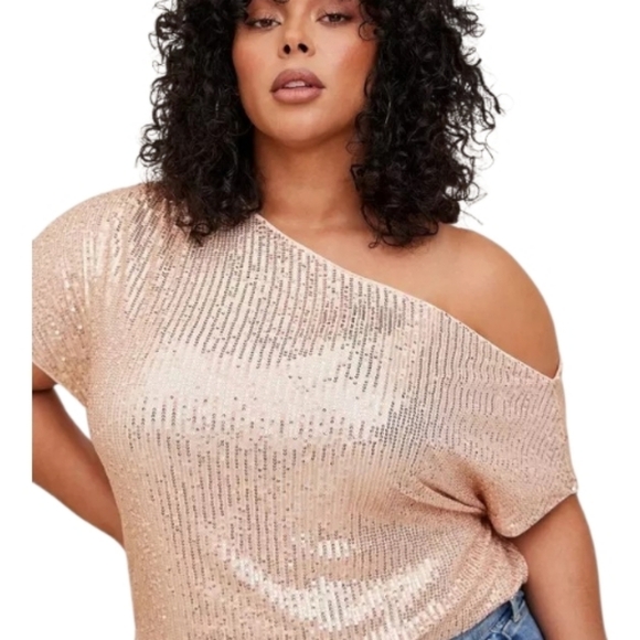 torrid Tops - TORRID Gold Sequin Off-the-Shoulder Short Sleeve Top NEW 12